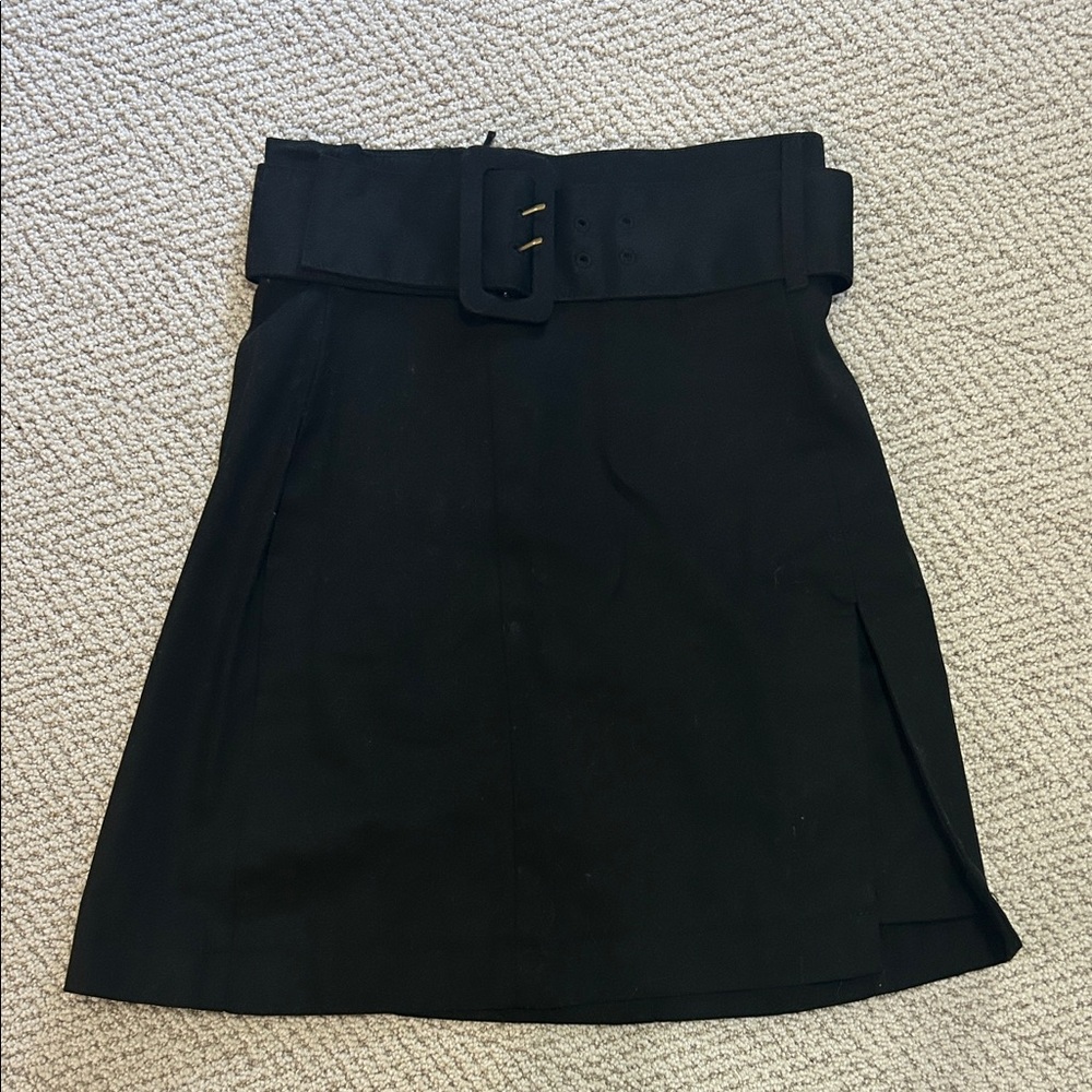 Finder Keepers Black Belted Midi Skirt with Slit